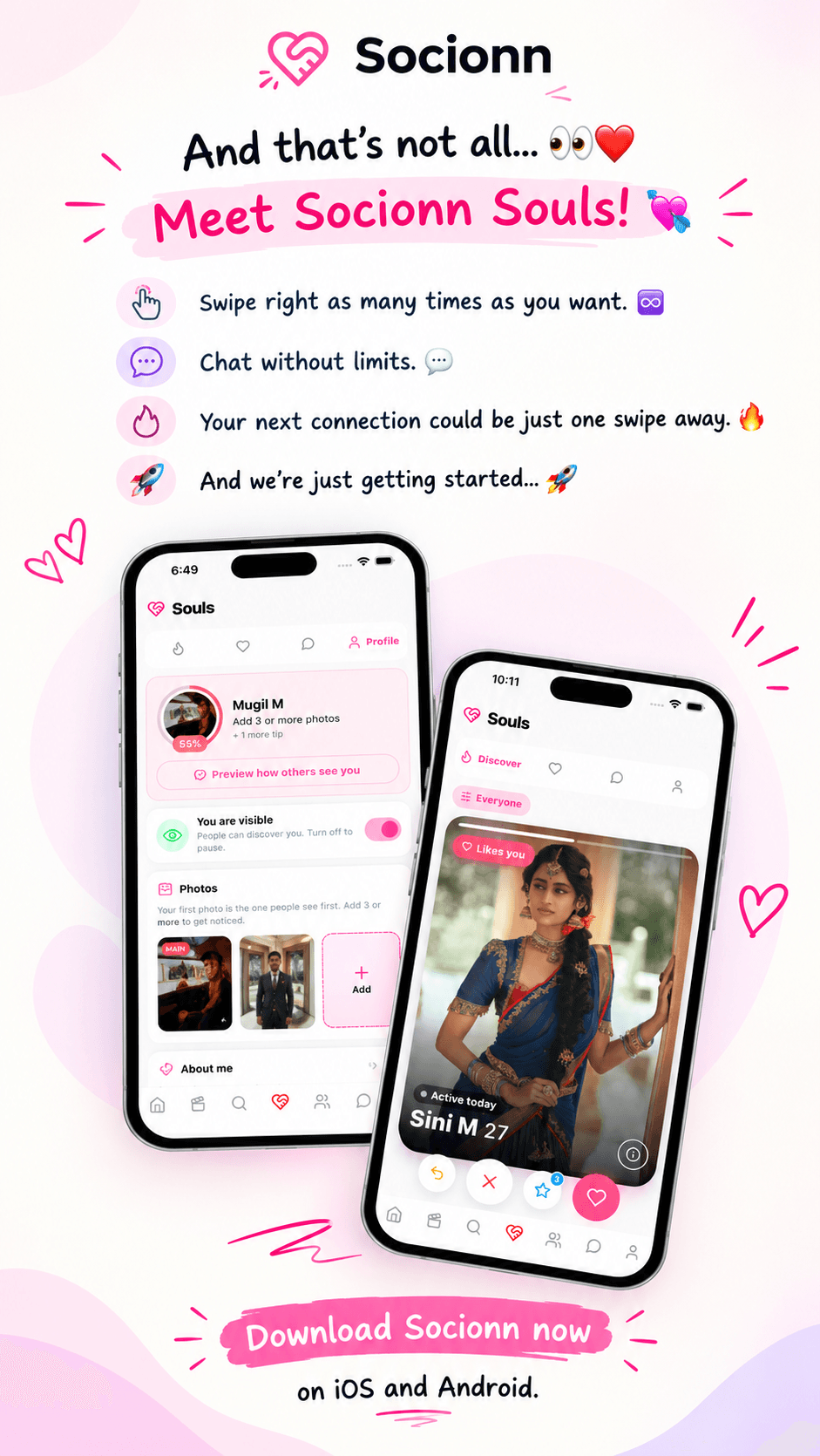 Meet Socionn Souls: swipe, match and chat